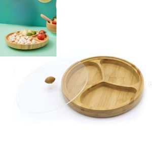 Plateau de service en bambou à 3 sections pour fruits secs, noix et bonbons