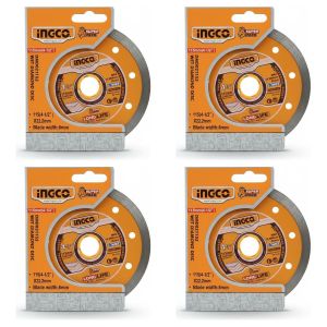 Ingco Lot de 4 - Disque Diamant à Eau 115mm - Pour Carrelage et Pierre - Usage Professionnel et Bricolage - Haute Performance