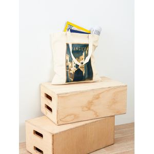 طنجة المغرب ملصق السفر الكلاسيكيحقيبة يد قطن كلاسيكية