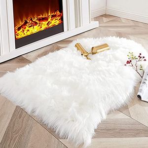 Generic Tapis en fausse fourrure ( 100x60cm ) ( Blanc ) à prix pas