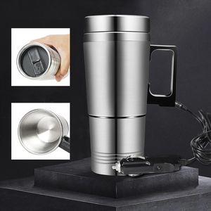 Cup Mug chauffant électrique de voiture 12V/24V,chauffe-eau,thermos en acier inoxydable,bouilloire électrique,tasse chauffante,chauffe-eau pour voiture,tasse isolante 12V