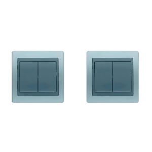 Interrupteur - Double Action - Contrôle d'éclairage - Gris Argent - Lot de 2