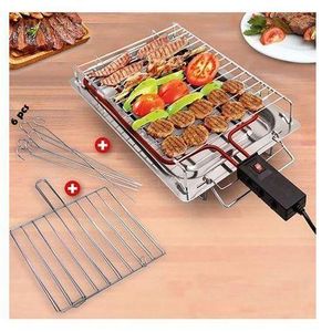 TATCH Barbecue électrique en Inox  Avec 1 grillade + 6 Brochettes en inox offertes 2250w