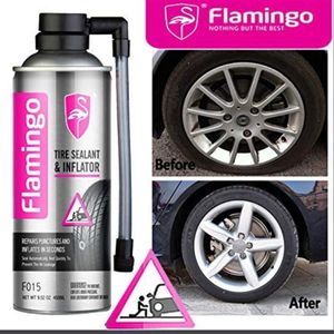 Anti Crevaison et Gonfleur de Pneu Instantané -Flamingo 450Ml - Reparateur de Pneu d Urgence Sans Demontage pour Voiture et Moto