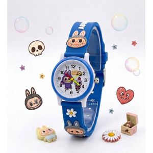 ساعة أطفال لابوبو LED كوارتز زرقاء بتصميم كرتوني ملون