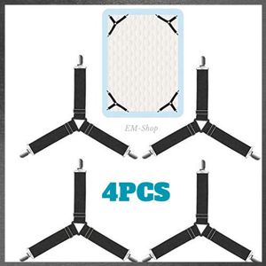 4 PCS Clips de Fixation pour Drap-Housse – Attaches Élastiques en Triangle avec Pinces Métalliques Ultra Résistantes