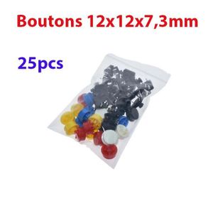 25pcs Interrupteurs 12x12x7,3mm à Bouton-poussoir avec Bouchon