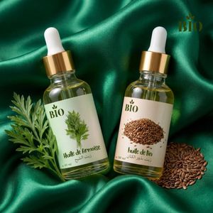 Bio Huile de armoise 50 ml et Huile de lin 50 ml routine beauté éclat