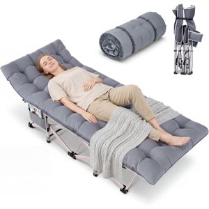 Lit de Camp Pliant XXL avec Matelas Confortable, Lit d'Appoint Robuste pour Adultes 408KG, Lit de Voyage et de Randonnée en Tissu Oxford Renforcé