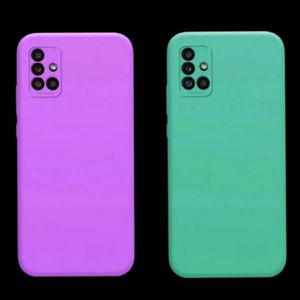 Pack 2 Pochette : pochette silicone souple Samsung A71 Mauve + Coque A71 Vert