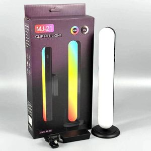 BKN MJ-21 Bâton Lumineux LED RGB avec Support et Clip Magnétique Rechargeable - Lumière de Remplissage pour Smartphone - Batterie 1500mAh