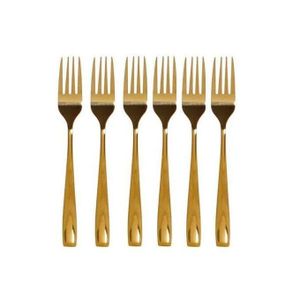 Set de 6 fourchettes à dîner en acier inoxydable en Doré, Grandes fourchettes