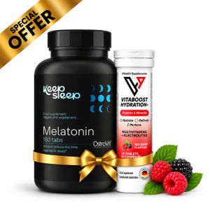 OstroVit Pack Keep Sleep Melatonine 180 Tabs + Vitamins & Minerals Redberry 10 Comprimés