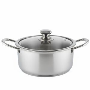 Marmite Professionnelle en Acier Inoxydable (Inox) avec Couvercle en Verre  3 Tailles Disponibles (24/26/28 cm)