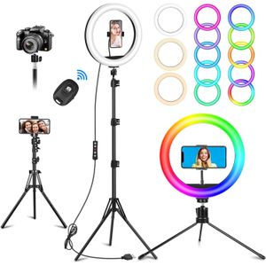  رينج لايت احترافي 26 سم مع ترايبود 2 متر إضاءة متعددة الأوضاع للتصوير وصناعة المحتوى