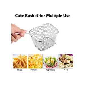 سلة قلي فردية صغيرة من الفولاذ المقاوم للصدأ، أطباق تقديم، مصفاة للقلي