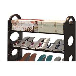Porte-chaussures 4 Niveaux - Organisateur Gain de Place, Étagère à Chaussures Réglable et Stable pour Entrée, Maison, Salle de Bain, Noir