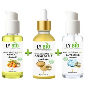 LY BIO PACK HUILE ABRICOT 50ML - POMPE + HUILE GERME DE BLE 50ML - PIPETTE + HUILE GLYCERINE 50ml - POMPE