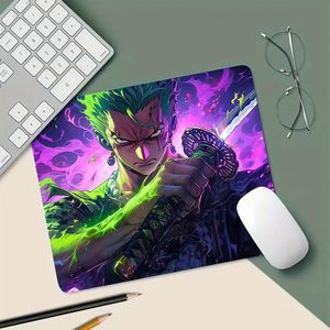 Tapis de Souris Anime Samurai O-One P-Pieces Z-Zoros Flammes Violettes - Compatible PC, Bureau & Accessoire de Bureau Anime - Base Antidérapante, Caoutchouc Durable avec Zoros Anime