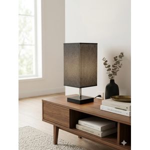 Lampe de Table Rectangulaire -20 - Design Scandinave en Bois et Tissu - Pack Multicolore - Hauteur 27 cm/11cm