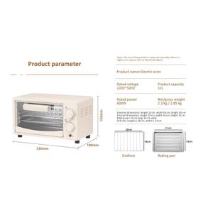 Sonifer Mini Four Électrique Multifonction 7L avec Température Réglable et Minuterie pour Cuisson et Grill