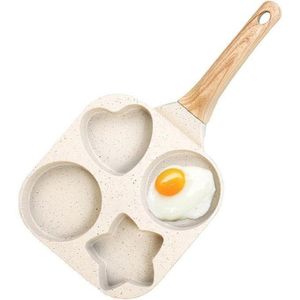 PoêLe à Frire Anti-AdhéSive ,Poele A Crepe,4 Trous Oeuf PoêLe à Frire Outils De Cuisine GRIS. MARRON