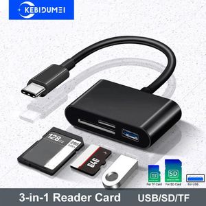 Hubs 3 en 1 USB SD TF, lecteur de carte mémoire, HUB de Type C, adaptateur OTG, Flash Compact pour PC portable Macbook