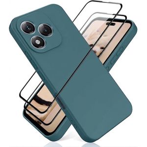 Coque pour Honor 400 Lite, avec2 Pièces Protection d'écran en Verre Trempé, Housse Silicone TPU Liquide - Vert Nuit Foncé