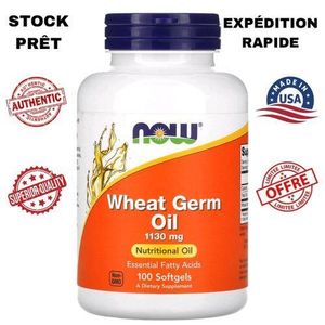 Now زيت جنين القمح 1130 ملغ، 100 كبسولة جيلاتينية