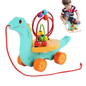 Jouet Dinosaure à Tirer avec Labyrinthe de Perles – Jouet Éducatif en Bois pour Bébé et Enfant