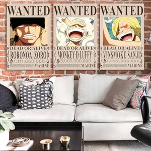 Affiche One - Piece Wanted Posters - One - Piece - Lu-ffy - Lot de 3 posters