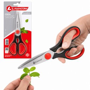 Lamacom Ciseaux Ménagers en Acier Inoxydable - Ciseaux de Cuisine Multifonctions avec Lames Dentelées - Coupe Précise et Durable - Poignée Confortable Antidérapante