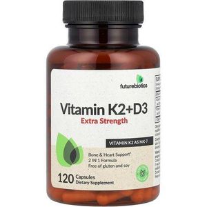 FutureBiotics Vitamine K2 (MK-7) + Vitamine D3 (10,000 UI) (Haute concentration) 120 capsules végétarienne - USA
