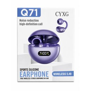 Écouteurs Bluetooth Sport Q71 – Réduction de Bruit avec Écran - Blanc cassé