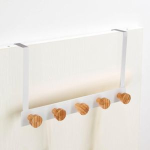 خطاف معطف مكون من 5 رؤوس معدنية وخيزران