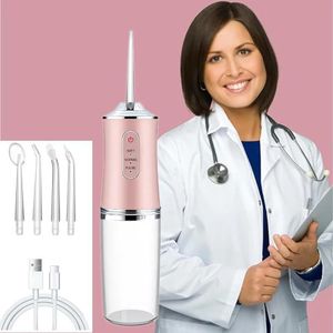 Hydropulseur Dentaire Sans Fil Rechargeable USB  Irrigateur Buccal Portable 3 Modes  Nettoyeur Dents Étanche 220ml avec 4 Buses  Blanchiment & Hygiène Buccale