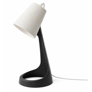 Lampe de Bureau LED Design Moderne – Abat-jour Blanc Texturé, Base Noire Élégante – Éclairage pour Bureau, Chambre et Étude