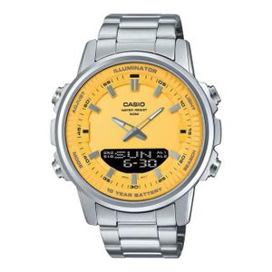 Casio AMW-880D-9AV - Cadran jaune vif avec double affichage - Analogique & digitale multifonction - 10 ans autonomie - 