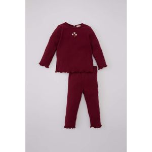 Defacto Ensemble De T-Shirt Manches Longues à Col Montant Et Legging à Fleurs Pour Bébé Fille - 2 Pièces