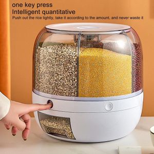 Distributeur de Riz, Céréales et Légumineuses Rotatif 360° – Boîte Hermétique Multi-Compartiments avec Bouton de Distribution