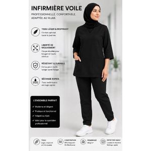 Pyjama Médical De Bloc manche 3/4 noire