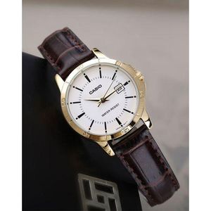 Casio Montre pour femme analogique avec bracelet en cuir LTP-V004GL-7AUDF