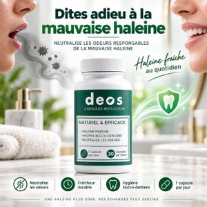DEOS Capsules Haleine Fraîche – 30 Capsules – Aide à Neutraliser les Mauvaises Odeurs Buccales