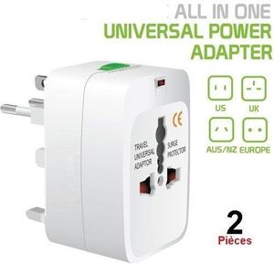 2 Pcs Travel Adapter Adaptateur de Voyage Universal Convient Secteur USA EU UK