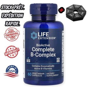 Life Extension مجموعة فيتامينات ب الكاملة، 60 كبسولة نباتية + علبة حبوب مجانية