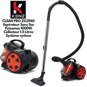 Kenz Clean Pro ZG Aspirateur sans sac technologie cyclonique Collecteur  1.5L Moteur très puissant 1000W à prix pas cher