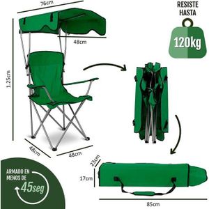 Chaises de camping avec auvent, chaise de pelouse portable, avec porte-gobelet
