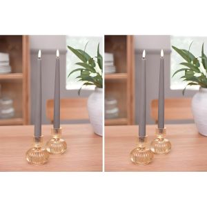 Bougie LED Électronique - Sans Flamme - Décoration Ambiance - Grise H29cm - Lot de 2