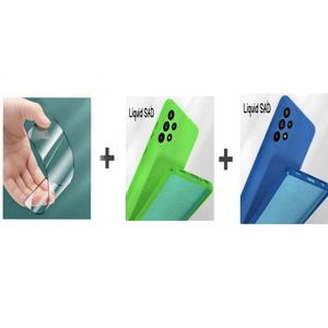 Case Pack : 2 pochette pour Samsung A13 souple silicone Bleu et Vert pistache + ciramik