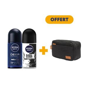 NIVEA MEN Pack 2 Déodorants Roll-on Deep 50ml + Black&White 50ml = Trousse Offerte